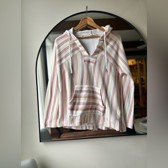 ROXY | women’s waves and rays striped poncho | size large - Picture 2 of 5